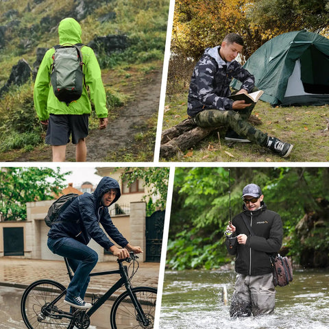 Packable Mens Rain Jacket With Reflective Zipper Ultralight Waterproof Windbreaker in outdoor cycling, hiking, and fishing