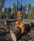 Heavy Duty Pallet Puller 1 Ton Capacity With 6 Inch Jaw Opening Rugged Pallet Clamp For Lifting Stump And Shrub Pulling Industrial Grade Steel Easy Grip Trusted Performance gripping a log in a forest