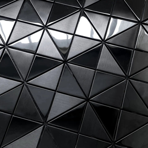 Stainless Steel Backsplash Tiles Peel And Stick 10 Sheets With 3D Brushed Windmill Pattern In Black for Kitchen Bathroom or Fireplace Wall.