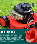 Heavy-Duty Lawn Mower Inline Gas Fuel Filter 1/4 Inch ID, 150 Micron Element, For Engines Without Fuel Pumps, Pack Of 10
