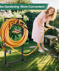 Freestanding Metal Garden Hose Holder With Four Spikes And Detachable Water Hose Hanger Organizer For Outdoor Use