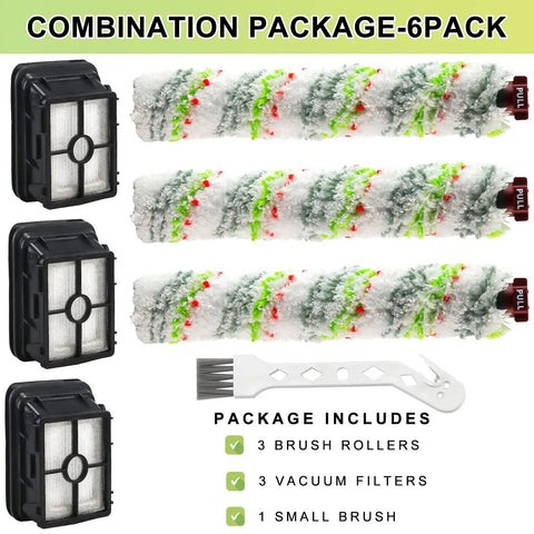 CrossWave Replacement Brush Roll Set And Filter Pack For Multi Surface Vacuum Cleaners 3 brush rolls 3 filters and small brush