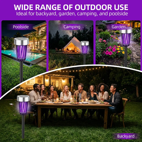 Solar Powered Bug Zapper for Outdoor Use Waterproof Mosquito Killer for Patio Garden Backyard IP65 Weatherproof