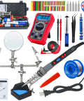 All In One Soldering Kit With 80W Adjustable Temperature Iron, Multimeter, Helping Hand, Desoldering Pump, Extra Tips, Solder Wire.