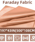 Real Talk Copper Faraday Fabric For EMI Shielding gold color fabric, folded, size 197x43 inches, with icons for signal protection
