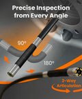 Rock Solid Two Way Articulating Borescope With Bright Led Lamp and Kickass Flexible Snake Cable showing flexible inspection lens angles.