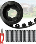 40 Ft Black Garden Edging Kit With 2 Inch Tall Border, 8 Inch Spiral Anchoring Spikes, And Garden Pruning Scissors For Lawn Edging