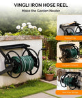 Garden Hose Reel Wall Mounted With 175 Ft Capacity For Three Quarter Inch Hose Heavy Duty Space Saving Rolling Design Metal Outdoor Use