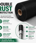 Kickass Rust Proof Vinyl Coated Hardware Cloth Half Inch Mesh 48 By 100 Feet 19 Gauge Galvanized Wire Fencing roll with black vinyl coating.