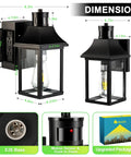 Porch Light With GFCI Outlet and Dusk to Dawn Motion Sensor, weatherproof black outdoor fixture with box packaging, set of 2
