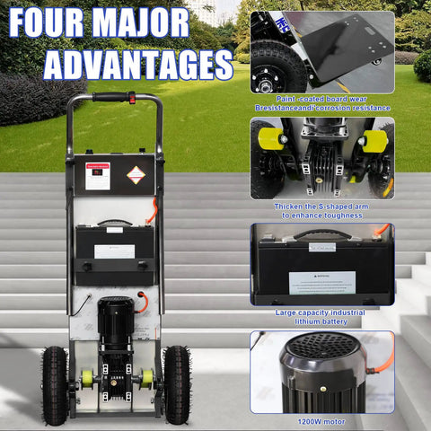RXFSP Electric Stair Climbing Hand Truck Dolly With 880 Lb Heavy Duty Capacity, features a lithium battery and 1200W motor.