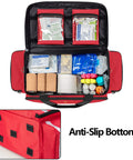 Open Red Emergency Responder Trauma Bag Empty For EMTs And Paramedics Professional First Aid Kit Storage With Inner Dividers