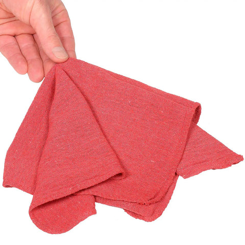 Red 14 W x 14 L 100% Cotton Shop Towels In A 25 Lb Box, 225 Towels For Automotive, Print And Industrial Shop Use, Pre Laundered For Maximum Absorption