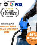 Heavy Duty Electric Drum Pump Blasts Through Fluids At Five Gallons Per Minute featuring EPDM discharge hose for efficiency.