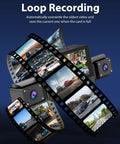 Loop recording feature of 4 Channel Dash Cam With 360 Degree View For All Around Protection And No Blind Spots, 4 Way Front Rear Inside Recording