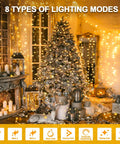 Warm White LED String Lights 70 Ft Waterproof and Connectable for Indoor and Outdoor Holiday Decor wrapped around Christmas tree