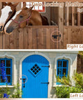 INTERWARM 4Pcs Slide Bolt Gate Latch for Wooden Fence demonstrated on barn stall and blue garden door.