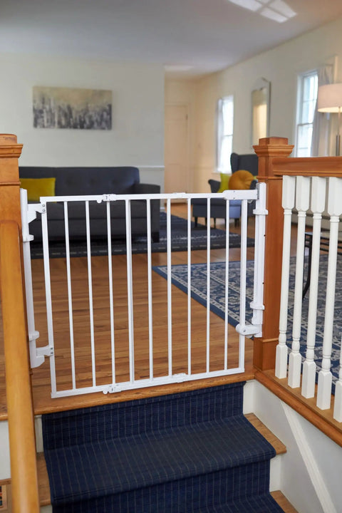 Ready To Install Everywhere Baby Gate With One Hand Operation Walk Through Door Gate For Doorways Hallways And Stairs Adjustable From 29 To 42 Inches White Multi Use Baby Gate