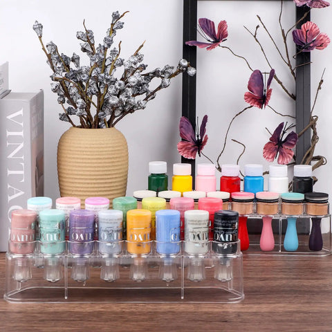 Slick Ace Clear Storage Rack And Organizer For Craft Paint Bottles And Blending Tools Holding Fifteen Upside Down Jars With A Rugged Polycarbonate Shell Sweet For Compact Desks Daily
