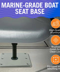 Marine-grade boat seat pedestal base plate 7x7 aluminum seat mount for jon boats and fishing boats, close-up view