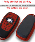 Subaru Key Fob Cover With Keychain Soft TPU Case 4 Button Fit BRZ Legacy Outback Ascent Crosstrek Forester WRX Remote Red Scratch Resistant