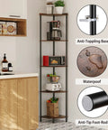 Five Tier Corner Shelving Unit Super Sturdy Storage Rack No Fuss Setup Fits Like A Glove In Tight Spaces, displaying kitchen items and plants.