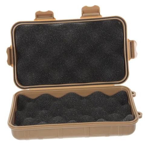 3-Piece Wear-Resistant Survival Box And Tool Case For Outdoor Adventures And Camping Essentials, open tan case with foam interior
