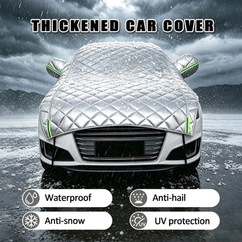 Full Send Hail Protector Car Cover For Tesla Cybertruck 2024 Through 2026, waterproof padded cover battling rain and snow.