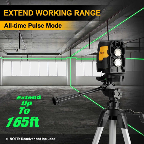 Pro Grade Green Beam Laser Level With Tripod For Construction And Tile Work, IP54 Tough Build, setup in large room