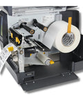 Heavy Duty Thermal Industrial Printer Serving Crisp 600 DPI Prints with open design showcasing label roll and interior components.