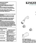 Instruction manual for Legacy Tub And Shower Faucet In Brushed Nickel 5 Inch Spout Reach Wall Mount Solid Brass Built To Last Zinc Duraseal