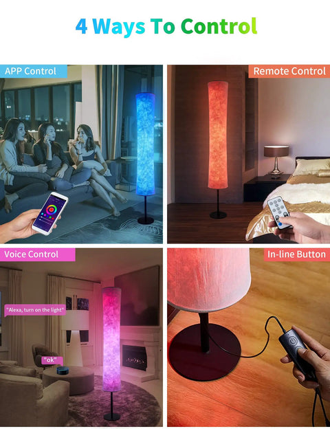 RGB Color Changing LED Floor Lamp Smart Light With Alexa And Google App Control DIY Mode Music Sync For versatile use