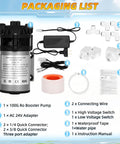 100G RO Booster Pump Kit For Home Use With High And Low Pressure Switches Quarter Inch Inlet Two Meter Water Tubing