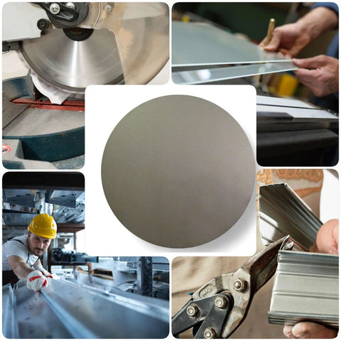 Collage featuring Quarter-Inch Aluminum Disc, 3.5-Inch Diameter Round Plate, 6061 Aluminum for DIY Metal Fabrication Projects