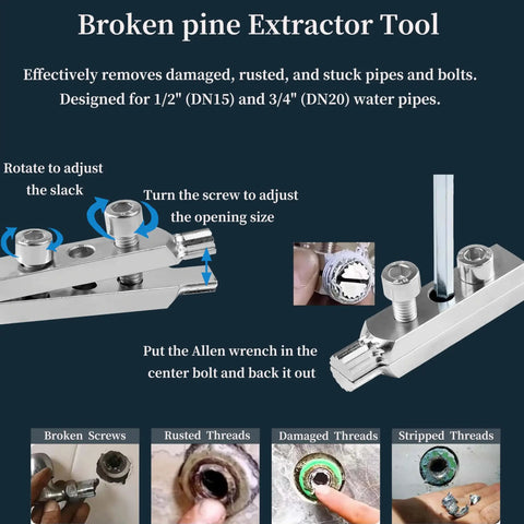 Dezaup 5 Piece Pvc Pipe Threader Kit And Heavy Duty Broken Bolt Extractor Set includes broken pine extractor tool for damaged pipes.