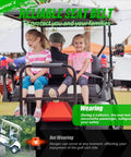 Children in a golf cart with Universal Golf Cart Seat Belt Kit For 4 Seat Carts, ensuring safety with retractable front and rear belts.