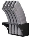 Universal Gun Magazine Storage Wall Mount Rack for AR10 AR15 AK47 SKS M4 and Pistol Magazines, side view with mags