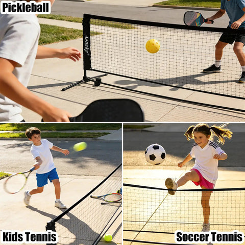 All In One Portable Pickleball And Tennis Practice Net System No Tools Easy Setup In Minutes Freestanding 10ft Net in use outdoors