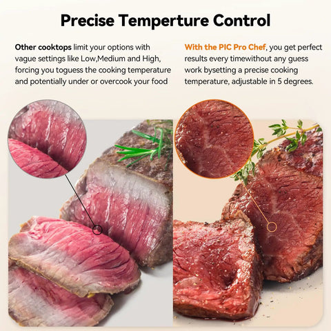 Flex Precision Induction Cooktop With Shatterproof Ceramic Glass precise temperature control meat cooking demonstration