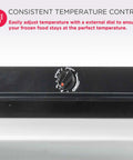 Temperature control dial on 10 Cu Ft Upright Convertible Fridge Freezer With Reversible Door Removable Glass Shelves Adjustable Controls