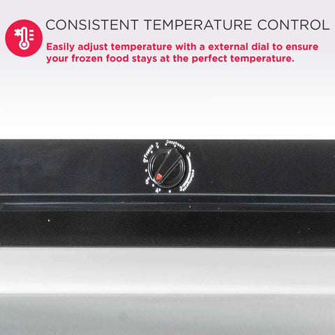 Temperature control dial on 10 Cu Ft Upright Convertible Fridge Freezer With Reversible Door Removable Glass Shelves Adjustable Controls
