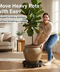 14.2 Inch Round Planter Caddy With Heavy Duty Smooth Gliding Casters, Grab And Go Wheeled Flower Pot Dolly, indoor use