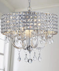 4 Light K9 Crystal Modern Chandelier For Living Room Ceiling Fixture With Adjustable Chain Up To 60 Inches, close-up view
