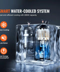 Badass Chill On Tap With This Heavy Duty Industrial Water Chiller Tuned For Co2 Laser Cutters And Engravers Up To 100W Delivering Lightning Fast 7.8L Min Flow Rate And Rock Solid Compressor Performance, showing interior components in a water-cooled system.