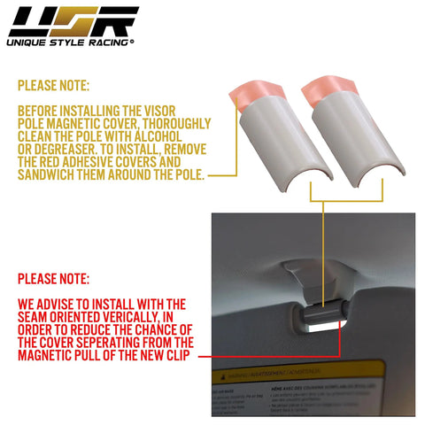 Tesla Model 3 Magnetic Sun Visor Clip Upgrade Kit 2017 2020 Easy Snap In Clips With Rod Cover installation instructions