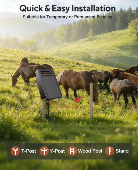 Portable Solar Powered Fence Energizer Delivers 0.20J Output And 8KV For Up To 10 Miles Of Fence Protection Perfect For Livestock