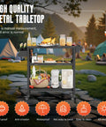 All Weather Outdoor Grill Table On Wheels For Patio Garden And Camping Heavy Duty Movable BBQ Prep Cart Rust Proof