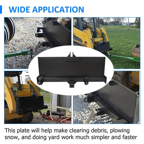 Wide application of Heavy Duty 3 Point Hitch Adapter For Skid Steer Mount Plate Quick Tach Universal Fit Easy Install