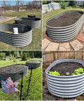 Deep Root Raised Garden Bed Kit 8x4x2 Feet Galvanized Oval Metal Planter 24 Inch Tall Built Tough Bottomless installed outdoors