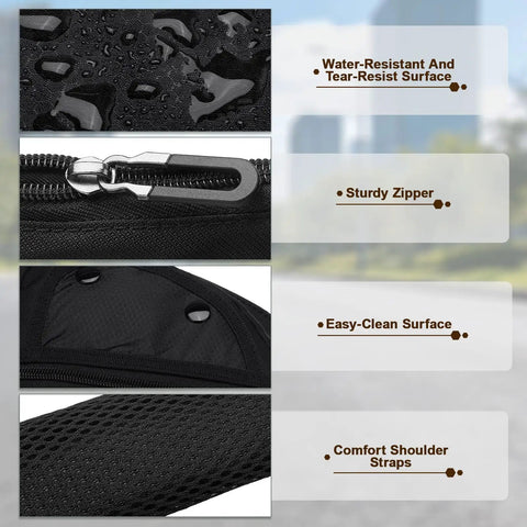 Lightweight Outdoor Sling Bag For Men And Women Crossbody Chest Pack showing water-resistant surface, sturdy zipper, mesh strap